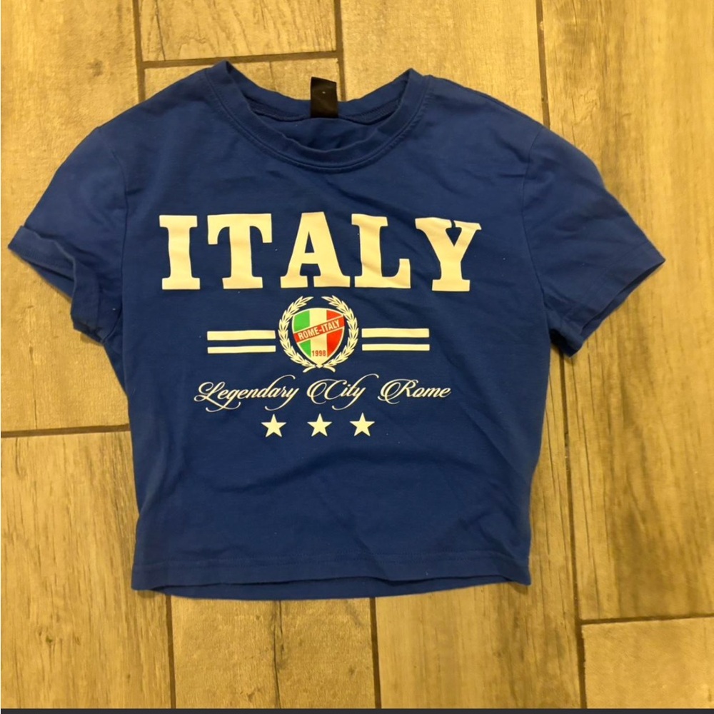 Italy Graphic cropped baby Tee - Blue